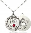 Round Medium Sacred Heart Pendant with Birthstone Options