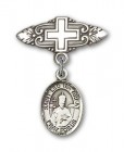 Pin Badge with St. Leo the Great Charm and Badge Pin with Cross