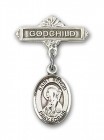 Pin Badge with St. Brigid of Ireland Charm and Godchild Badge Pin