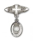 Baby Pin with Baptism Charm and Badge Pin with Cross