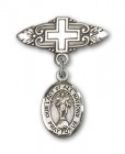 Pin Badge with Our Lady of All Nations Charm and Badge Pin with Cross