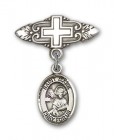 Pin Badge with St. Mark the Evangelist Charm and Badge Pin with Cross