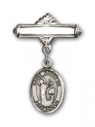 Pin Badge with St. Kenneth Charm and Polished Engravable Badge Pin