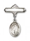 Pin Badge with St. Hildegard Von Bingen Charm and Polished Engravable Badge Pin