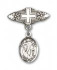 Pin Badge with Our Lady Star of the Sea Charm and Badge Pin with Cross