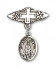Pin Badge with Our Lady of Victory Charm and Badge Pin with Cross