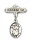Pin Badge with St. Monica Charm and Godchild Badge Pin
