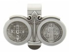 St. Benedict Auto Visor Clip, Pewter - 2 1/2“W