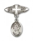 Pin Badge with St. Colette Charm and Badge Pin with Cross