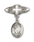 Pin Badge with St. Amelia Charm and Badge Pin with Cross