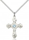 Medium Floral and Petal Cross Pendant with Birthstone Options
