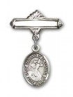 Pin Badge with St. Bernard of Clairvaux Charm and Polished Engravable Badge Pin