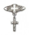 Pin Badge with Crucifix Charm and Badge Pin with Cross
