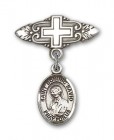Pin Badge with St. Dominic Savio Charm and Badge Pin with Cross