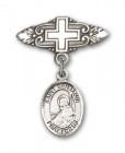 Pin Badge with St. Benjamin Charm and Badge Pin with Cross