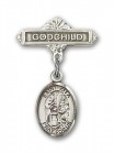 Pin Badge with St. Zita Charm and Godchild Badge Pin