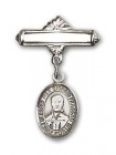 Pin Badge with Blessed Pier Giorgio Frassati Charm and Polished Engravable Badge Pin