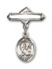 Pin Badge with St. Andrew the Apostle Charm and Polished Engravable Badge Pin