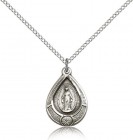 Women's Oxidized Teardrop Miraculous Medal Necklace