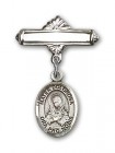 Pin Badge with Mater Dolorosa Charm and Polished Engravable Badge Pin