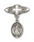 Pin Badge with St. Isaiah Charm and Badge Pin with Cross