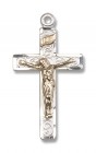 Women's Swirl Textured Crucifix Pendant Two-Tone