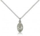 Charm Size Blue Enamel Center St. Christopher Necklace