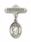 Pin Badge with St. Justin Charm and Godchild Badge Pin