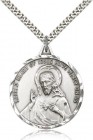 Men's Large Round Scapular Medal with Etched Border