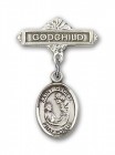 Pin Badge with St. Cecilia Charm and Godchild Badge Pin