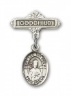 Pin Badge with St. Leo the Great Charm and Godchild Badge Pin