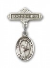 Pin Badge with St. Bernadette Charm and Godchild Badge Pin