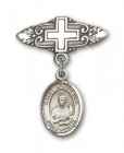 Pin Badge with St. Lawrence Charm and Badge Pin with Cross