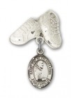 Pin Badge with St. Pio of Pietrelcina Charm and Baby Boots Pin