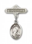 Pin Badge with St. Victoria Charm and Godchild Badge Pin