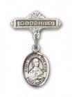 Pin Badge with St. Gemma Galgani Charm and Godchild Badge Pin