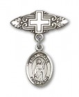 Pin Badge with St. Grace Charm and Badge Pin with Cross
