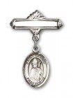 Pin Badge with St. Dennis Charm and Polished Engravable Badge Pin