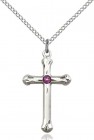 Teardrop Edge Cross Pendant with Birthstone Options