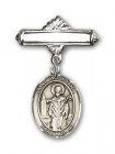 Pin Badge with St. Wolfgang Charm and Polished Engravable Badge Pin