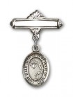 Pin Badge with Footprints Cross Charm and Polished Engravable Badge Pin