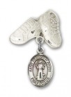 Pin Badge with St. Francis of Assisi Charm and Baby Boots Pin