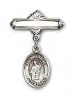 Pin Badge with St. Patrick Charm and Polished Engravable Badge Pin