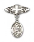 Pin Badge with St. Daniel Charm and Badge Pin with Cross
