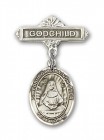 Pin Badge with St. Edburga of Winchester Charm and Godchild Badge Pin
