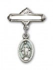 Pin Badge with Blue Miraculous Charm and Polished Engravable Badge Pin