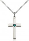 Youth Simple Cross Pendant with Birthstone Options