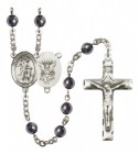 Men's Guardian Angel Navy Silver Plated Rosary
