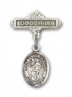 Pin Badge with St. Peter Nolasco Charm and Godchild Badge Pin