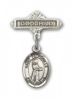 Pin Badge with St. Petronille Charm and Godchild Badge Pin